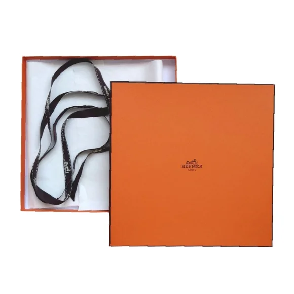 HERMES new authentic iconic orange square scarf gift box with ribbon